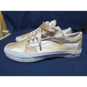 Vans Womens sz 8 Shoes Orange Peach Satin Skate Athletic Satin Lace Up Sneakers